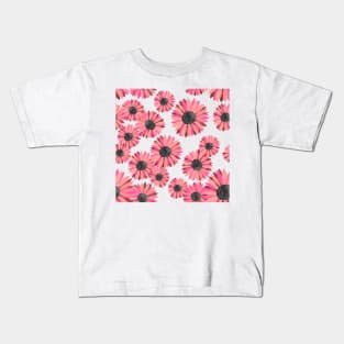 Watercolor Sunflowers Pattern - Pink Background Kids T-Shirt